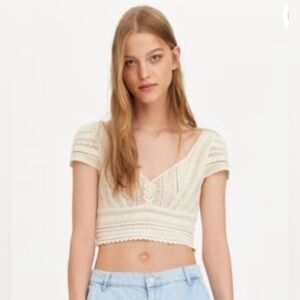 NWT Zara Cream Lace Crochet Crop Top